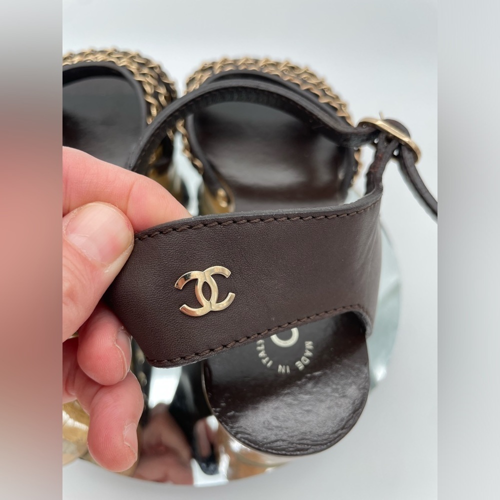CHANEL chain platform sandals size 39 8 8.5 9 - Picture 9 of 13
